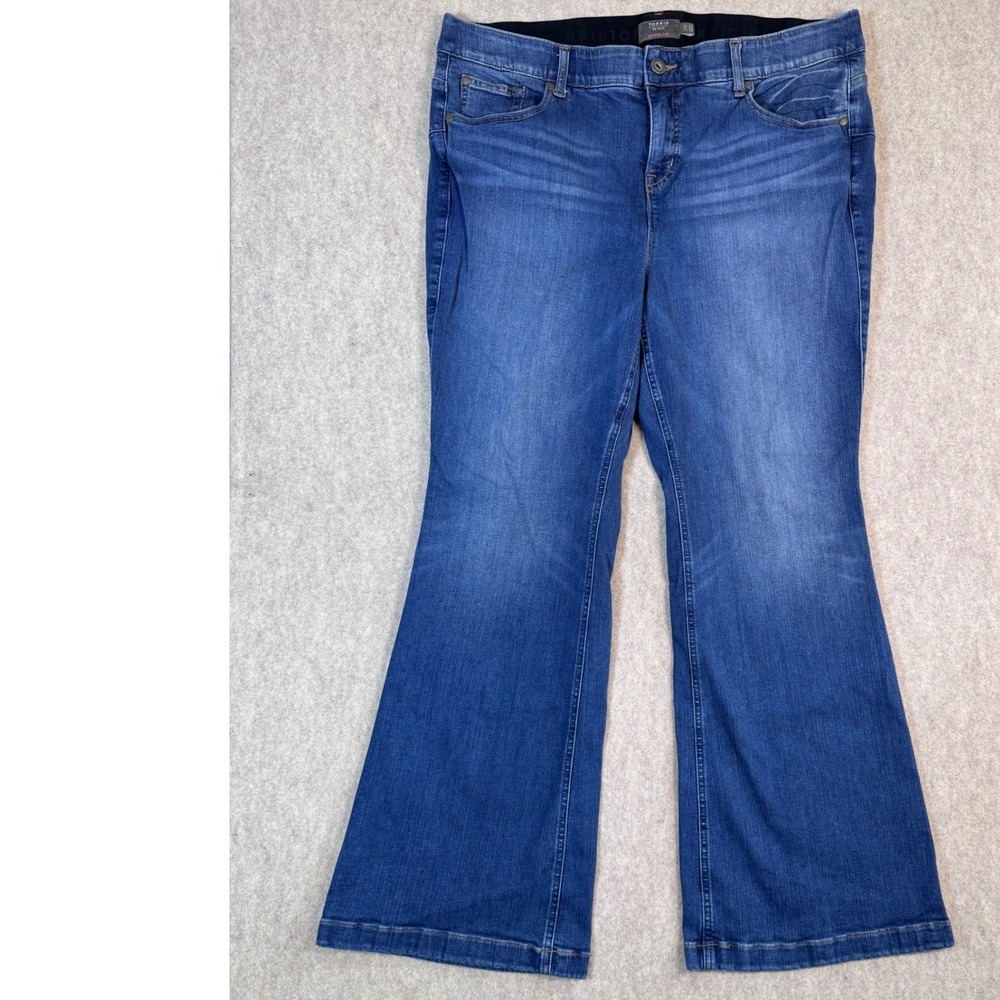 Torrid Bombshell Flare Jeans Womens 22R Blue Premium Stretch High Rise Wide Leg